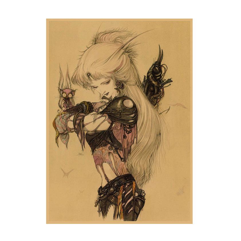 Yoshitaka Amano Retro Japanese Illustration Poster for Bar & Restaurant Wall Decor