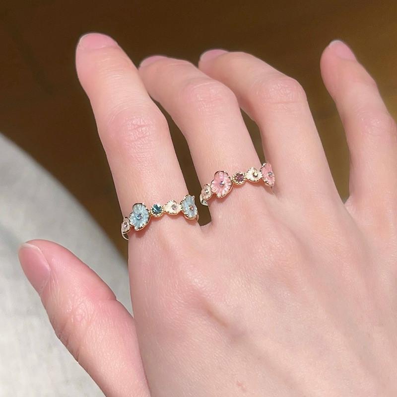 Ring Fashionable Copper With Unique Blue Enamel Finish For Womens Everyday Wear