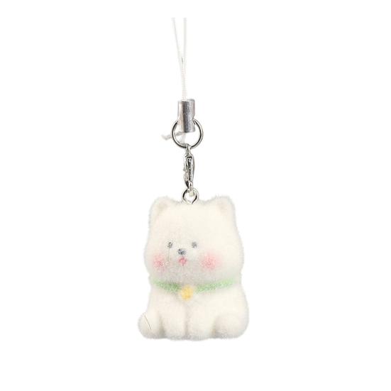

Decorative Pendant Flocking Puppy Shape Keychain Bag Charm with Lanyard Mobile Phone Bag Hanging Ornament