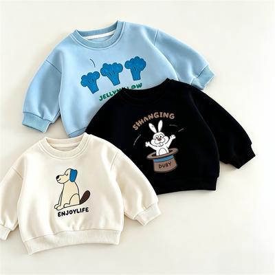 Spring/autumn Clothing Sweatshirt Long Sleeve Tops Printed Cartoon Fashion Baby Boys Girls Crewneck Pullover Hoodie Children's
