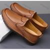 Fashion Men's Leather Shoes 2025 Spring Soft Sole Non Slip Low Help Casual Shoes Fashion Sewing Lightweight Comfortable Outdoor Flats