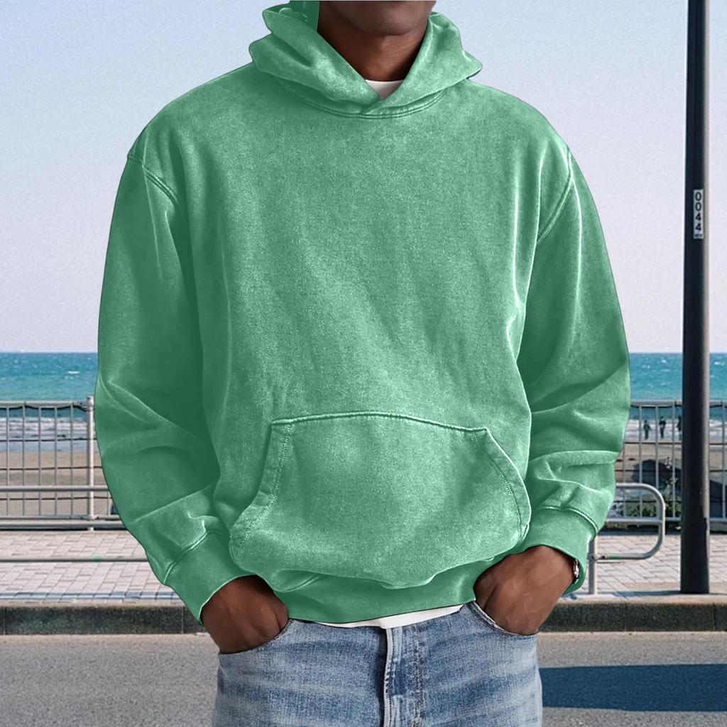 Men Hooded Pullover With Pocket Long Sleeve Sweatshirt Workout Tops Fall Fashion Hoodie