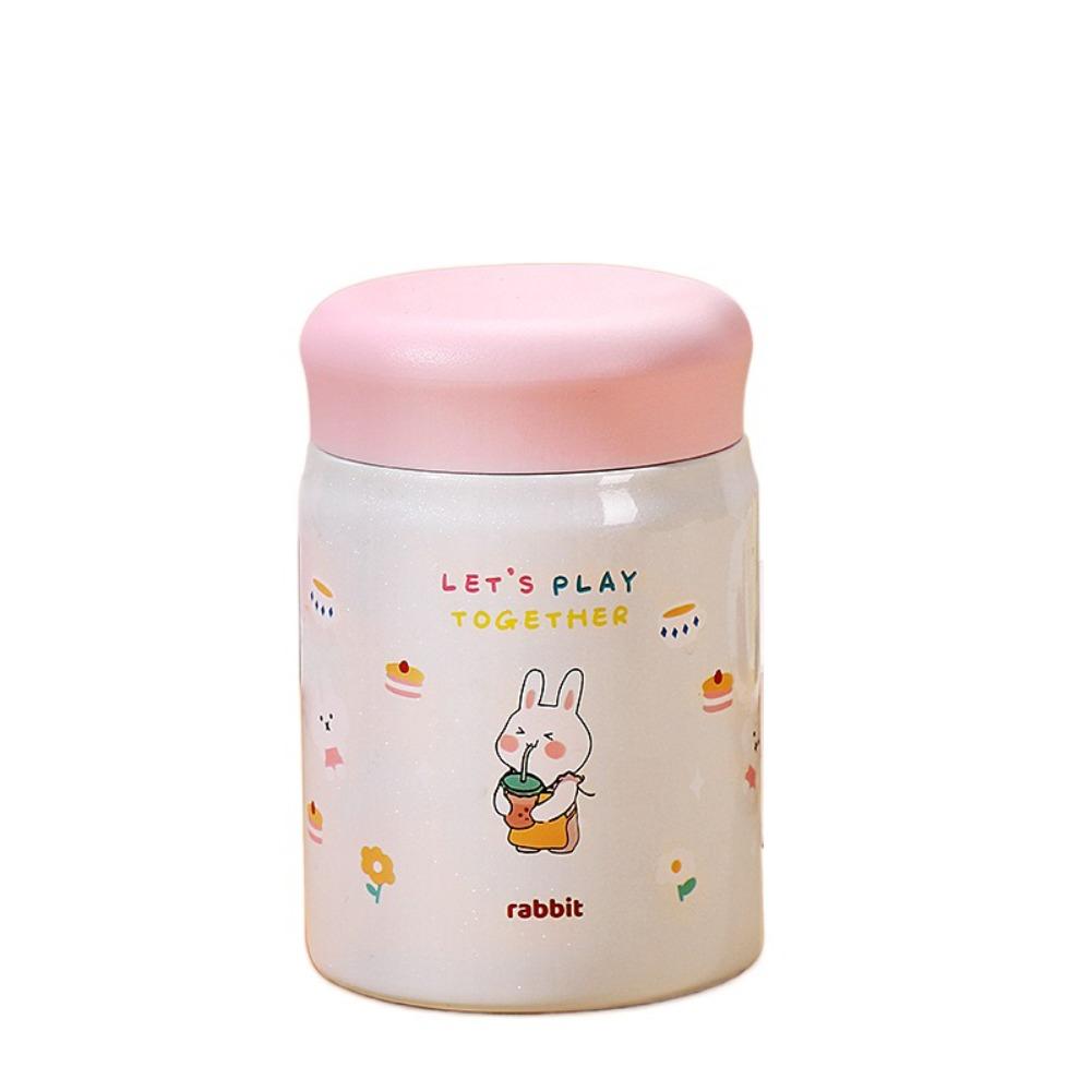

Portable Mini Vacuum Flask Cartoon Outdoor Congee Pot Soup Pot Thermal Lunch Box Outdoor Sports розовый