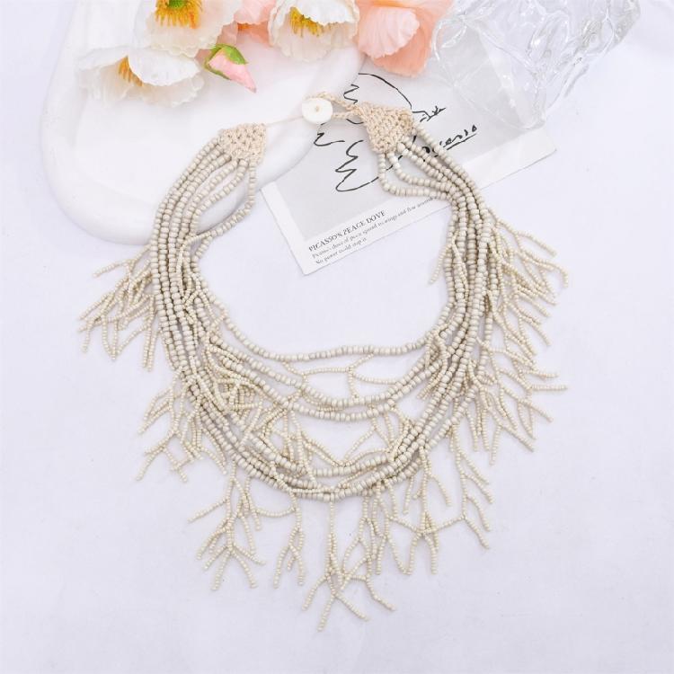 Multilayer Beads Choker Necklace Handmade Design Bohemian Theme Neckwear Neck Jewelry for Lady Evening Party Dresses