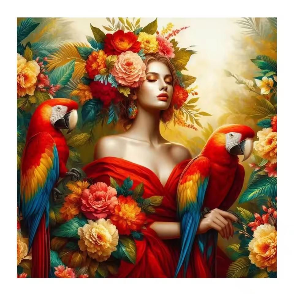 Diamond painting Art 5D DIY Colorful Peony Flowers Beauty Girl Diamond Mosaic Bird Tree 5D Rhinestone Cross Stitch Home Decor