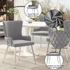 Velvet dining chair, set of 2, luxurious living room/bedroom lounge chair with four silver-colored metal support legs, gray [OLD SKU:N634P184684G]