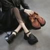 Genuine Leather Thick Soled Sandals Retro Round Toe Thick Heel Women's Platform Shoes