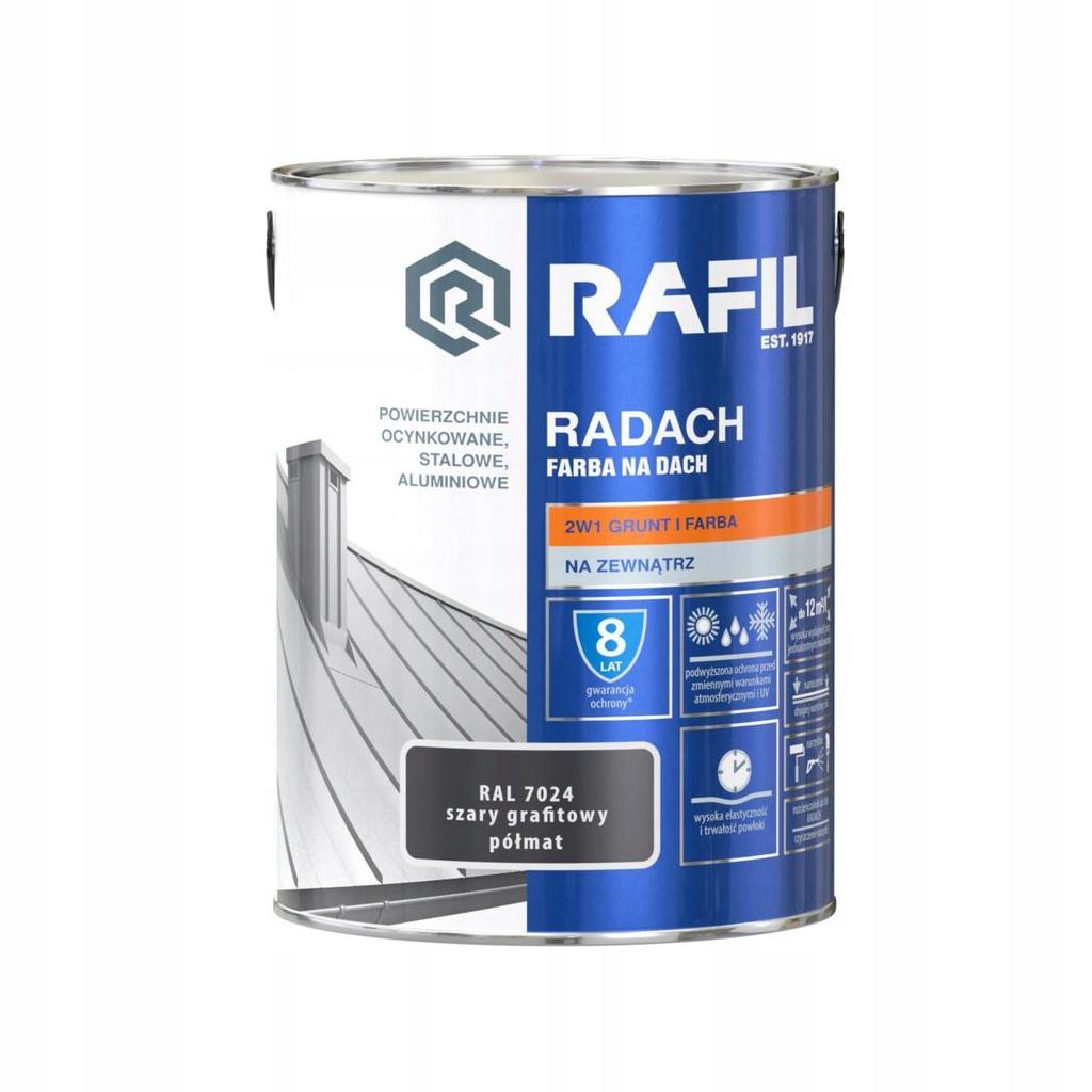 Rafil Radach Roof Paint Graphite Grey Ral7024 Semi-Matte 5L 1 Pc
