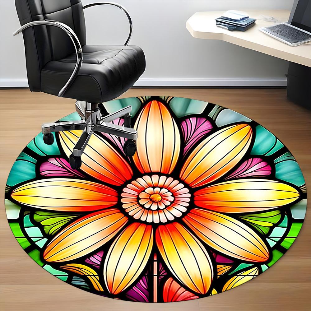 1pc Stained Glass Flower Chair Carpet for Office - Durable, Ideal for Chair Mats, Stylish & Functional Decorative Rug yy260130032