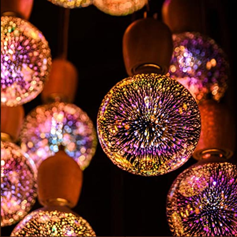 3D Fireworks LED Light Bulb E27 AC100-240V Glass Bulbs Retro Edison Lamp for Home Bedroom Party Decoration Light Bulb