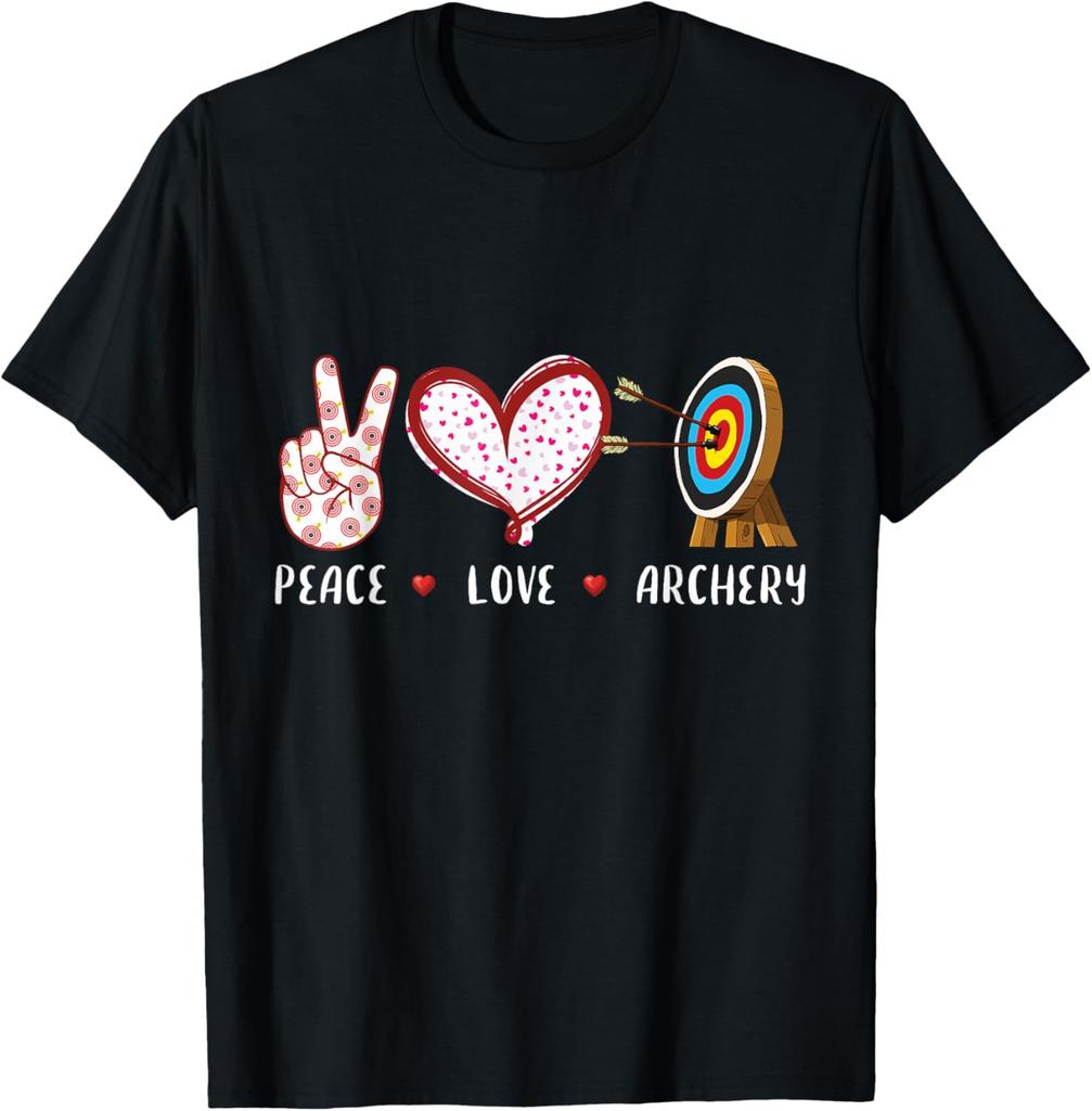 Peace Love Archery Target Gifts Men Women Kids Girls Archers T-Shirt Unisex Summer Streetwear Tops Mens Clothing Camiseta Hombre