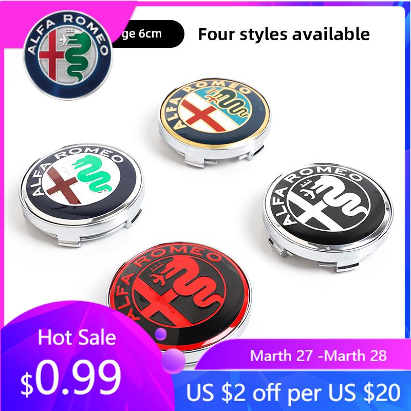 For Alfa Romeo 2026 Hot Sticker 4pcs 60mm Wheel Center Cap Hub Cover Badge Emblem Sticker For Alfa Romeo 4C 159 166 Spider Giuli