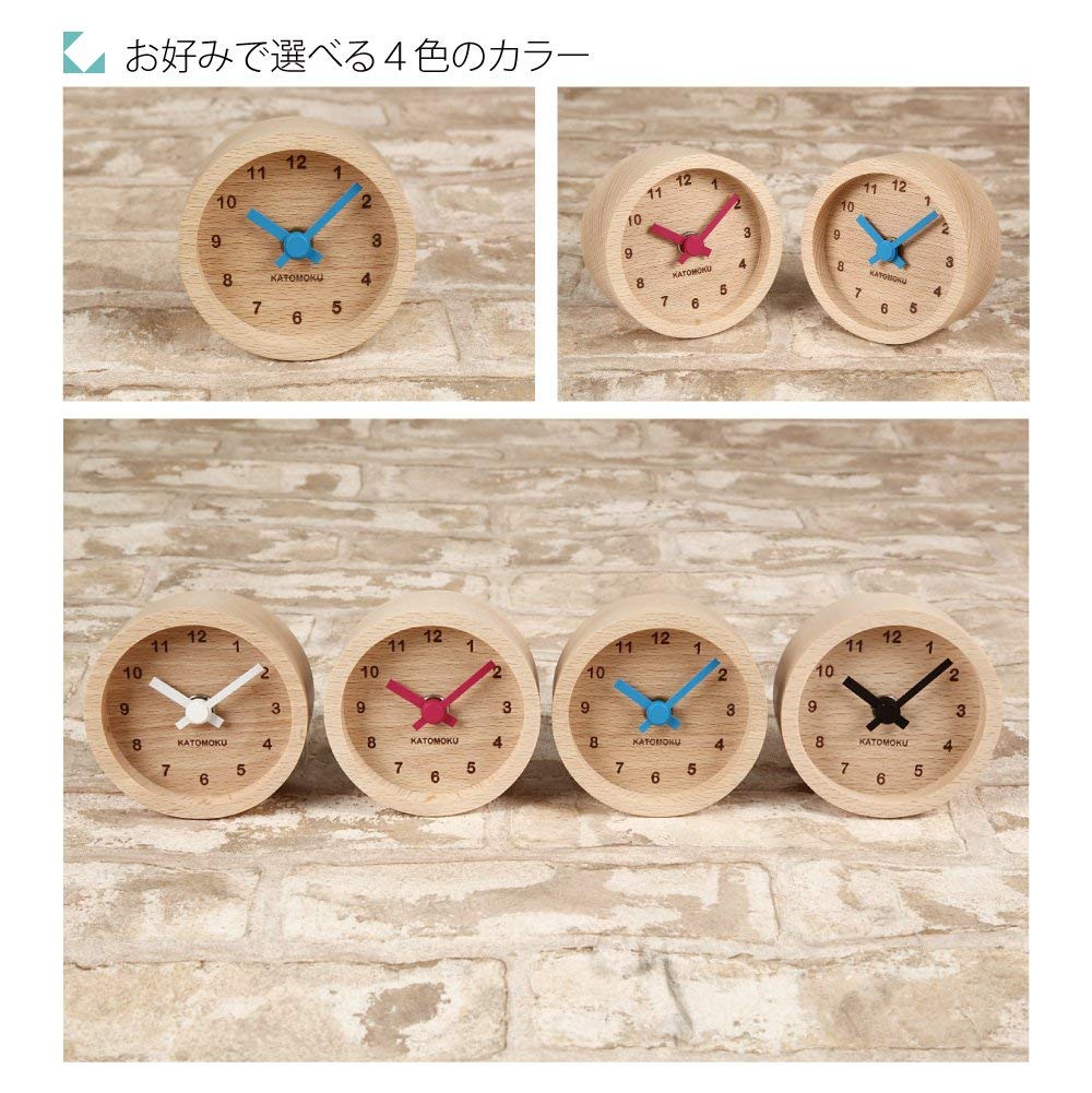 KATOMOKU Muku Mini Clock Round Blue Wooden Table Clock km-26BL 85×85×46mm