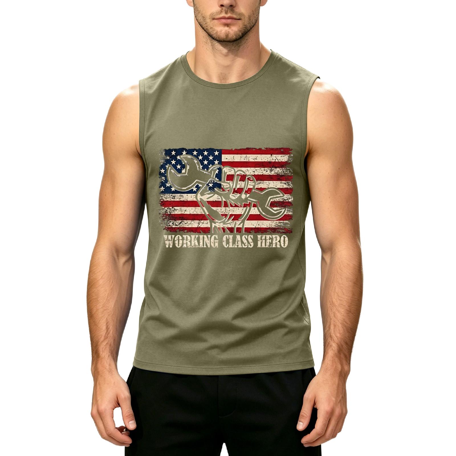 

Men s Sleeveless Casual Tank Top Labor Day Graphic Print Crew Neck Muscle Fit Sleeveless Shirt for Outdoor Work and Everyday Wear XXXL