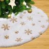 1pc 38CM White Snowflake Christmas Tree Skirt, Faux Fur Plush Xmas Base Cover Round Mat for Holiday Party, Autumn Halloween