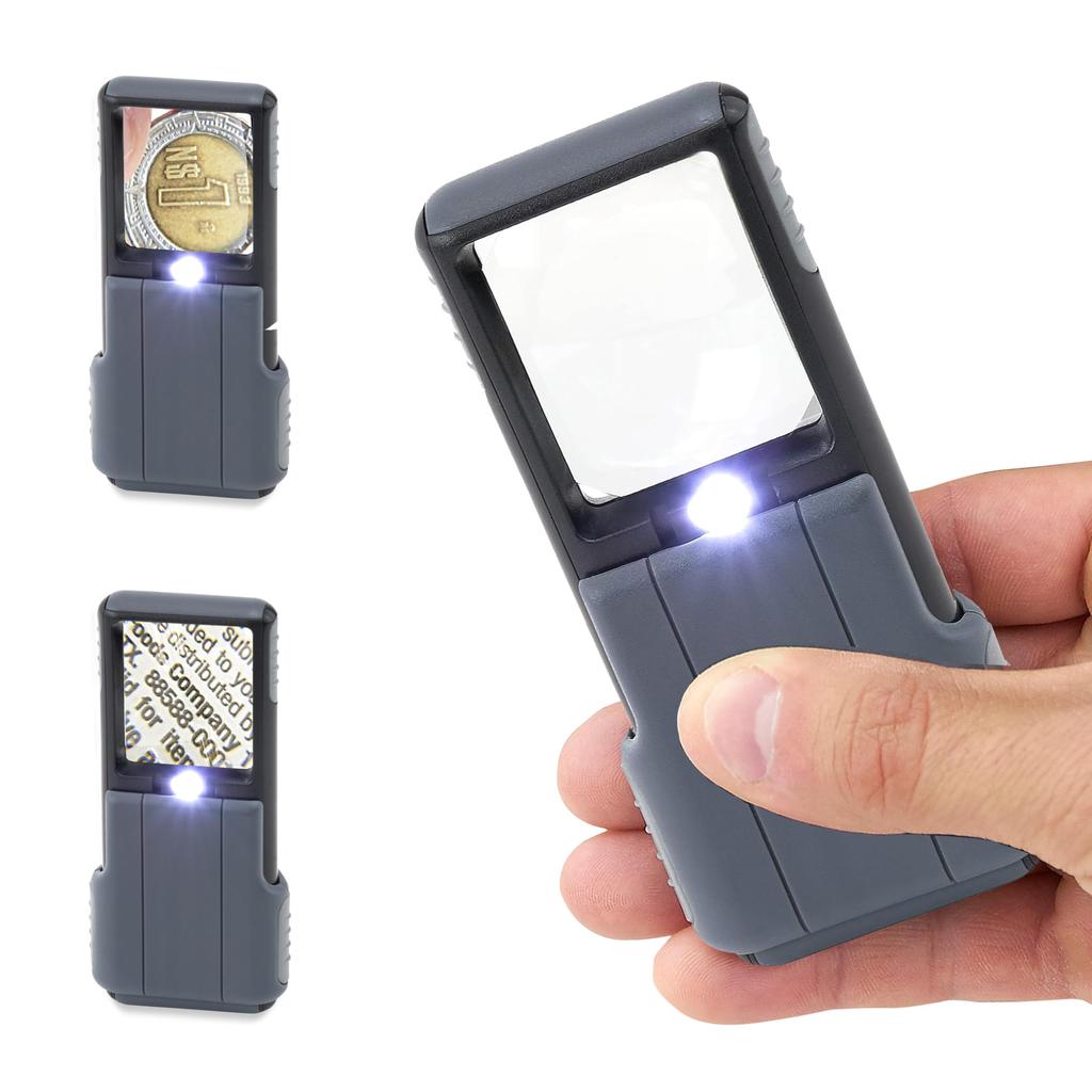 Mini Bright LED Handheld Sliding 5x Magnification Magnifier, Type, (PO-55)