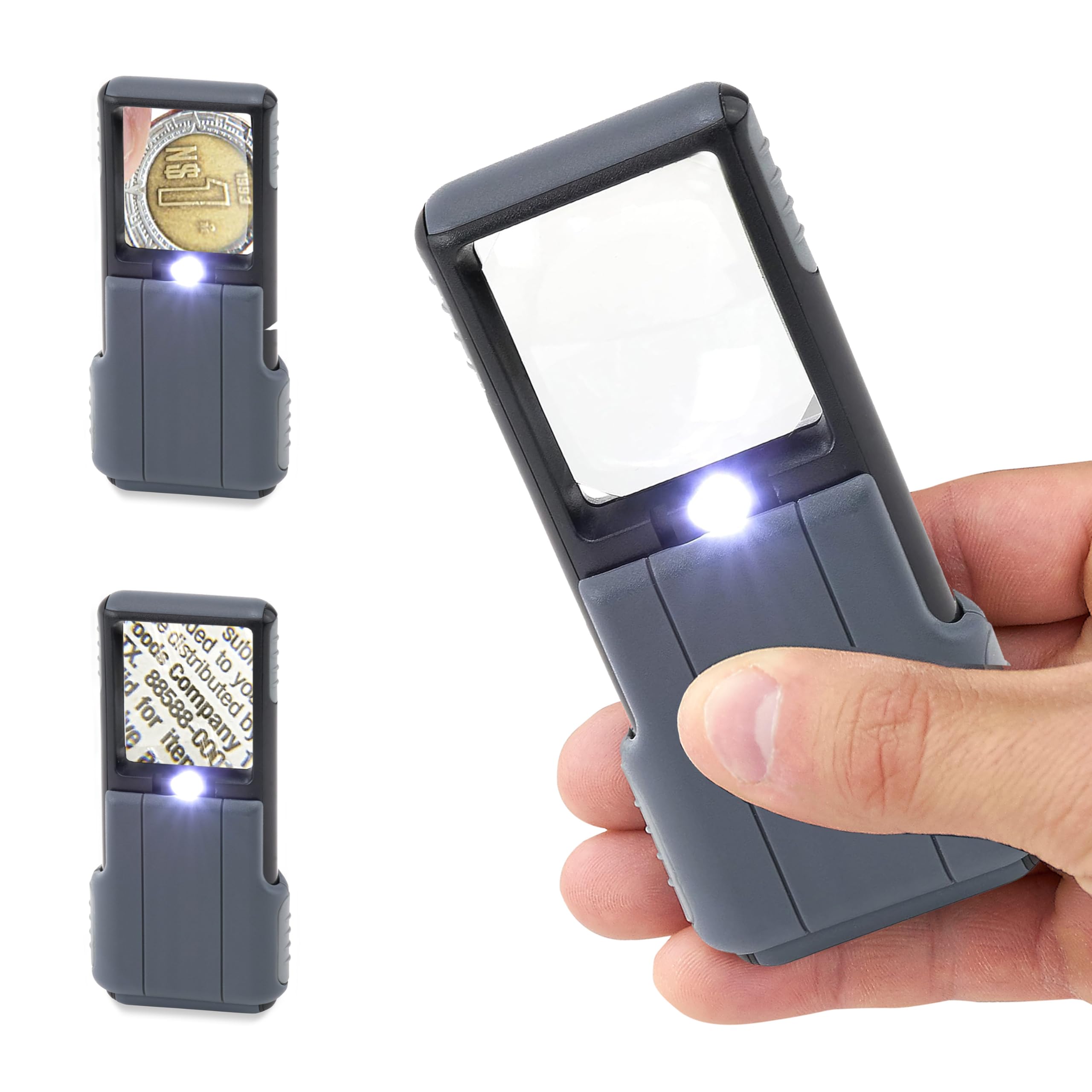 

Mini Bright LED Handheld Sliding 5x Magnification Magnifier, Type, (PO-55) сірий колір