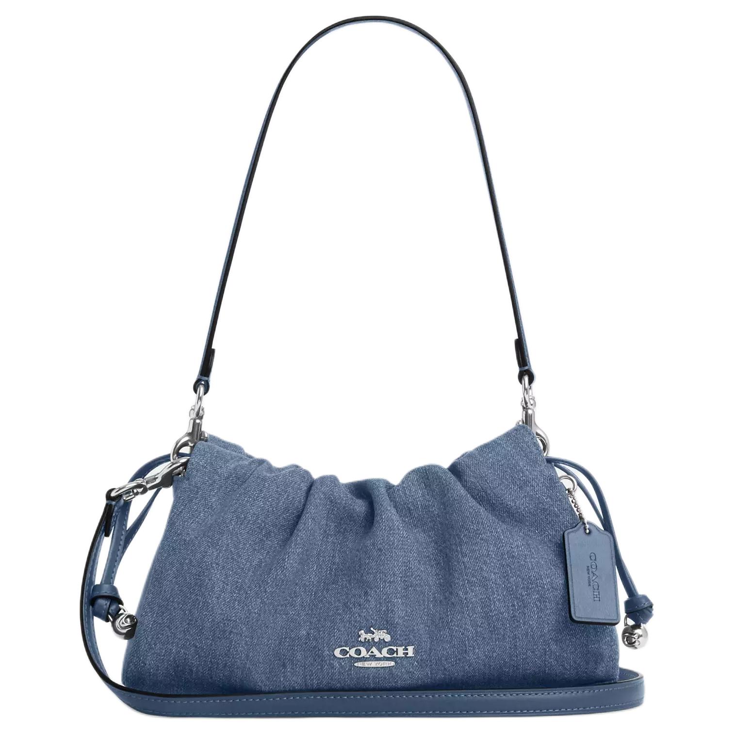 

Coach Faye 26 Silver Metal Accessories Detachable Shoulder Strap Denim Medium Shoulder Bag Women shoulder bag Blue CAK37-SVIN Gift Box Sets (Basic Set+Black Box)