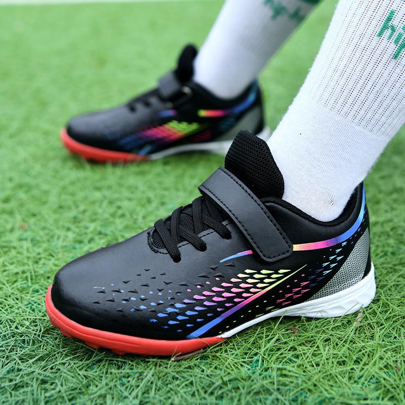 Temu Children'S Velcro Football Shoes Outdoor Sports Training Shoes Boys Elementary School Students Broken Nail Football Shoes