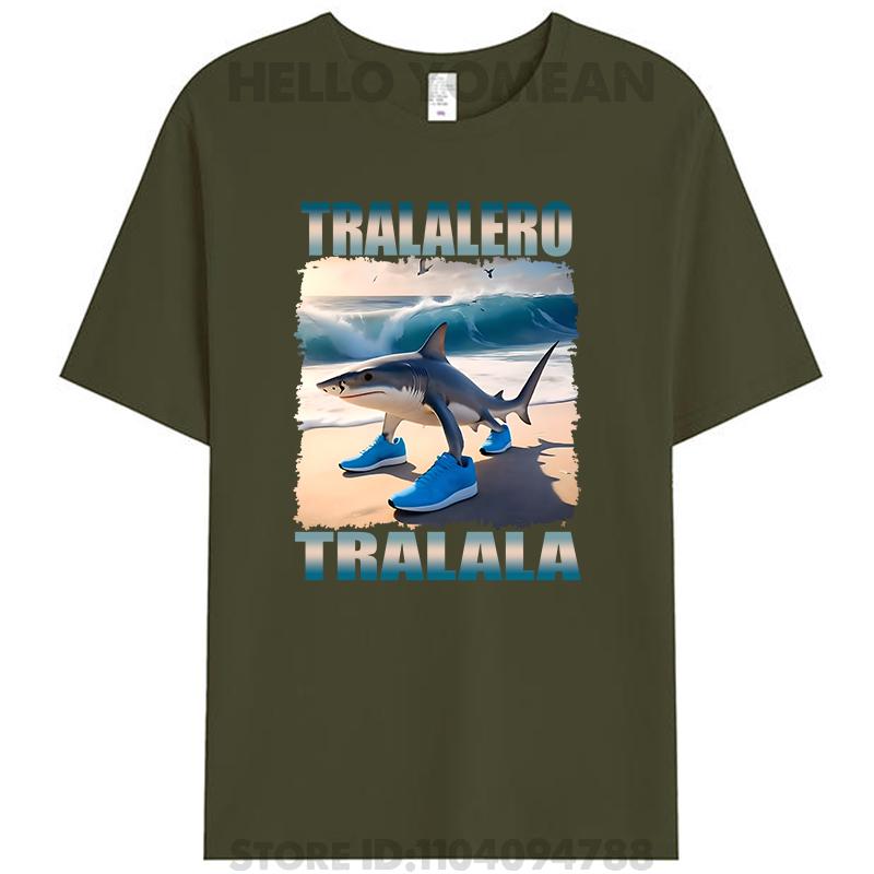 Tralalero Tralala Maglietta Bootleg Italian Brain Rot Funny Meme T-Shirt Graphic Vintage 100% Cotton Summer Unisex Y2k Tee Tops