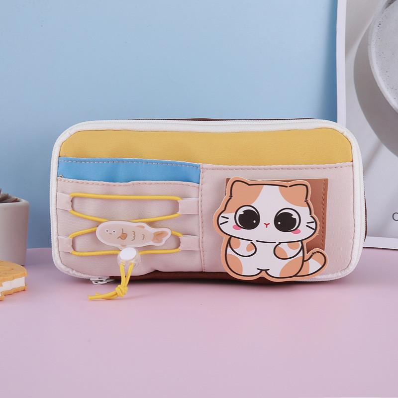 Cute Canvas Pencil Bag With Detachable Organizer For Girls And Boys