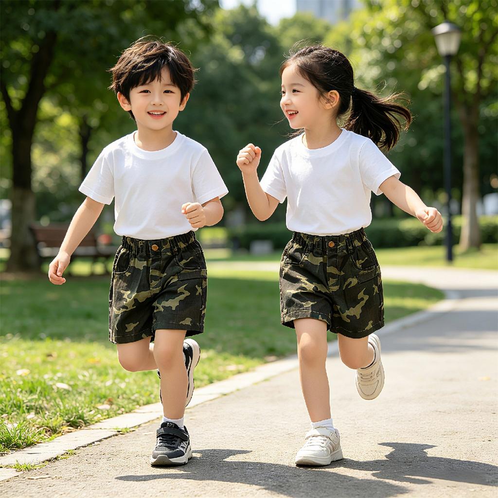 Boys' and girls' shorts camouflage pants summer new style children's casual pants outdoor mid to large children's trendy children's clothing