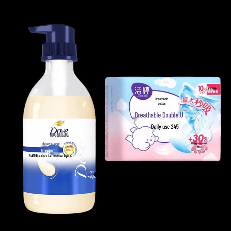 

Шампунь Dove Интенсивное Восстановление 460г с Гигиеническими Прокладками Jieting