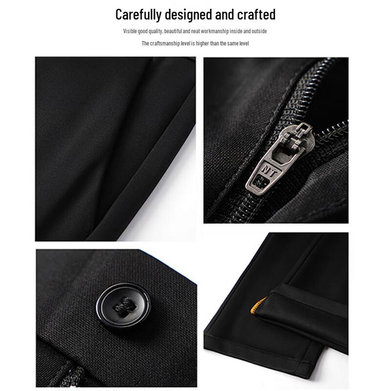 ROMON Men's Ice Silk Business Casual Straight-Leg Trousers