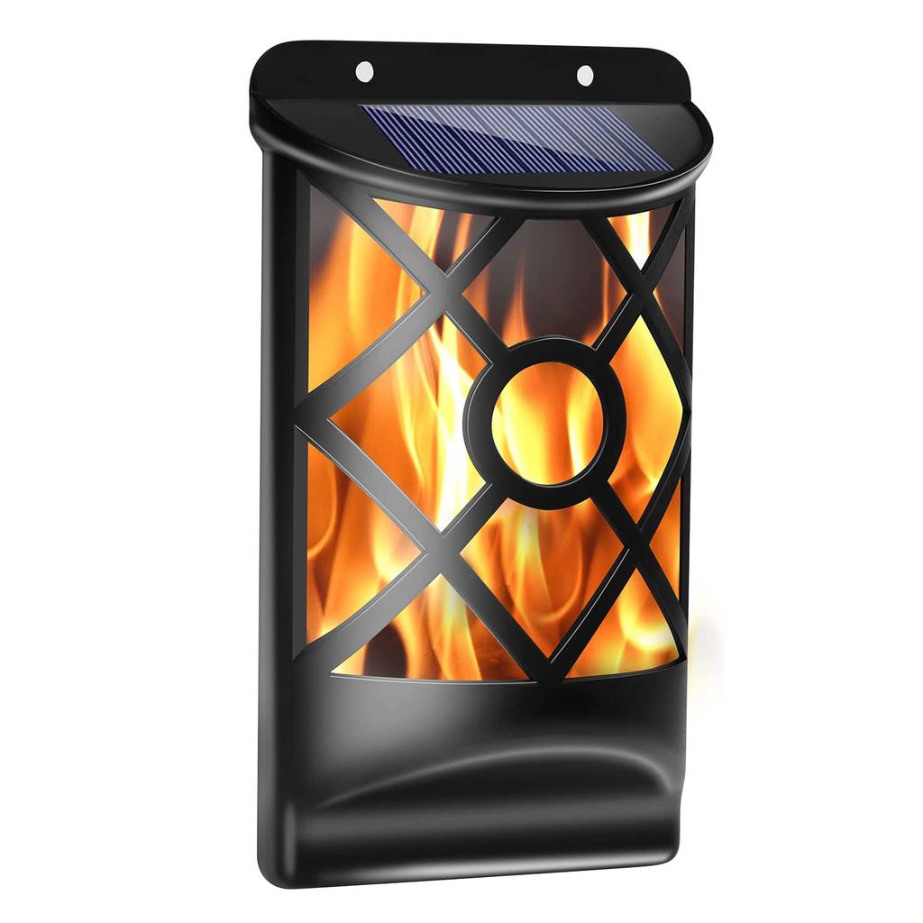 Solar Flame Lights Outdoor Wall Lamp Waterproof Flickering Patio Pathway Yard 36 LED Sun Powered Wall Mounted Sunlight