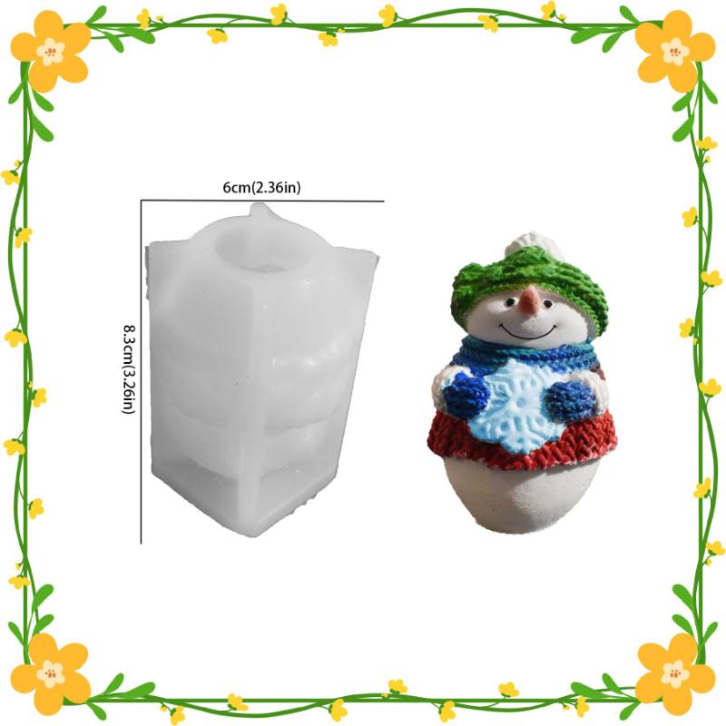 

3D Рождественская милая форма для свечи в виде снеговика с узором снежинки и свитера, декоративная силиконовая форма для гипса, подходит для украшения, вечеринки