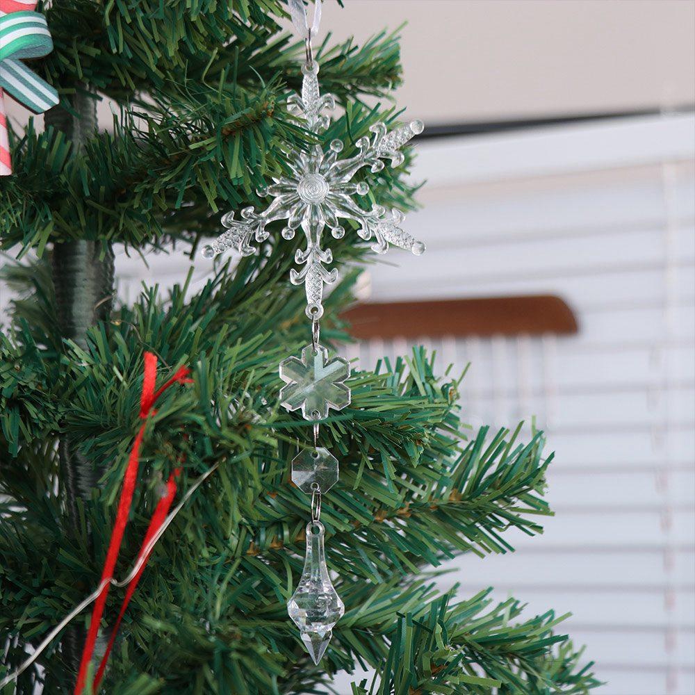18Pcs Simulation Snowflake Ice Strip Pendants Transparent Decorative Acrylic Christmas Tree Ornaments Elegant Exquisite