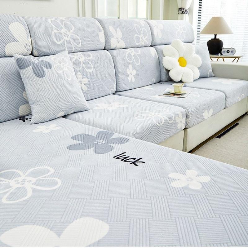 Stretch Floral Sofa Seat Cushion Cover Elastic Fleece Armchair Couch Covers L-Shape Chaise Lounge Slipcover Combination Sofa Lid