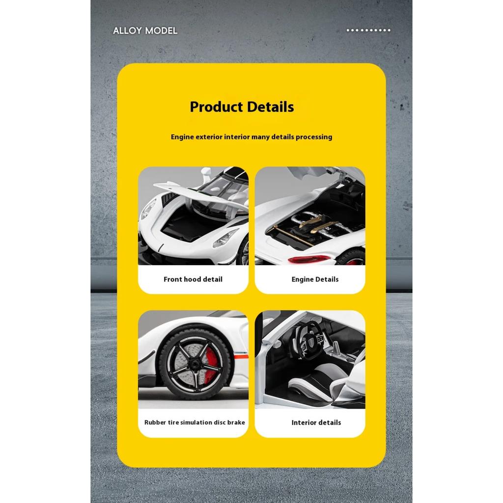 1/22 Koenigsegg JESKO Sports Car Model Car Model Toy Metal Die Casting, with Music and Pullback Function Model Collection Racing Gift Boy