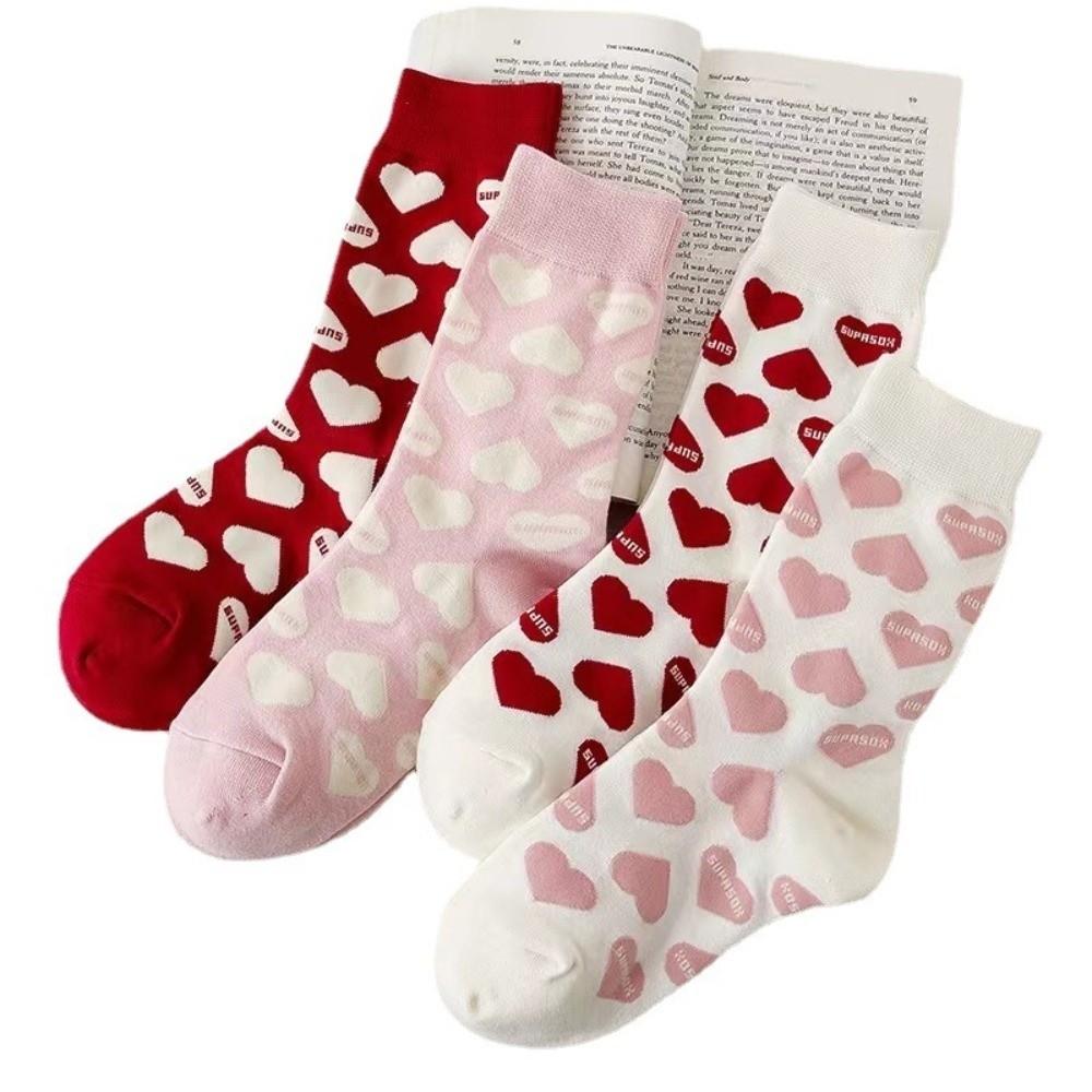 Valentine's Day Love Heart Socks Funny Women Socks Korean Style Love Mid-Tube Socks Gift