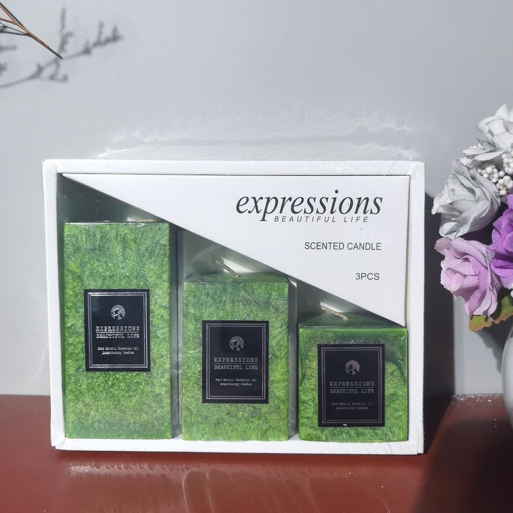 Classic Ice Flower Wax Square Pillar Scented Candle Home Non-Romantic Wedding Long Pole Pillar Wax Set