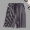 Men Summer Shorts Solid Color Loose Elastic Waist Drawstring Deep Crotch Keep Cooling Comfortable Pockets Plus Size Knee-length Shorts Men Clothes