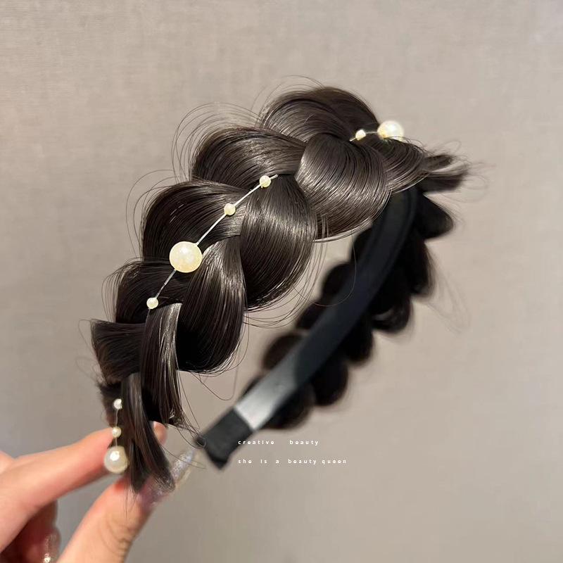 Pearl Fishbone Braid Non-Slip Fluffy Headband - Versatile Age-Reducing Hair Accessory