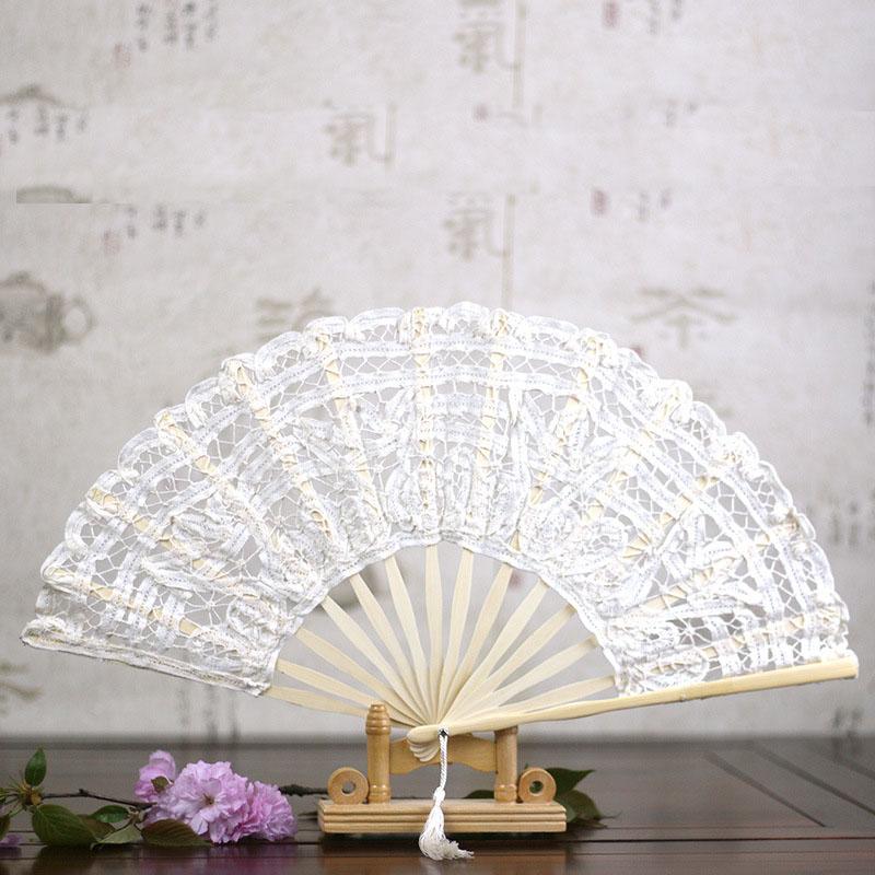 Retro Lace Fan Dance Women Performance Photography Photo Props 27cm Court Vintage Bamboo Folding Hand Fan Chinese Dance Fan