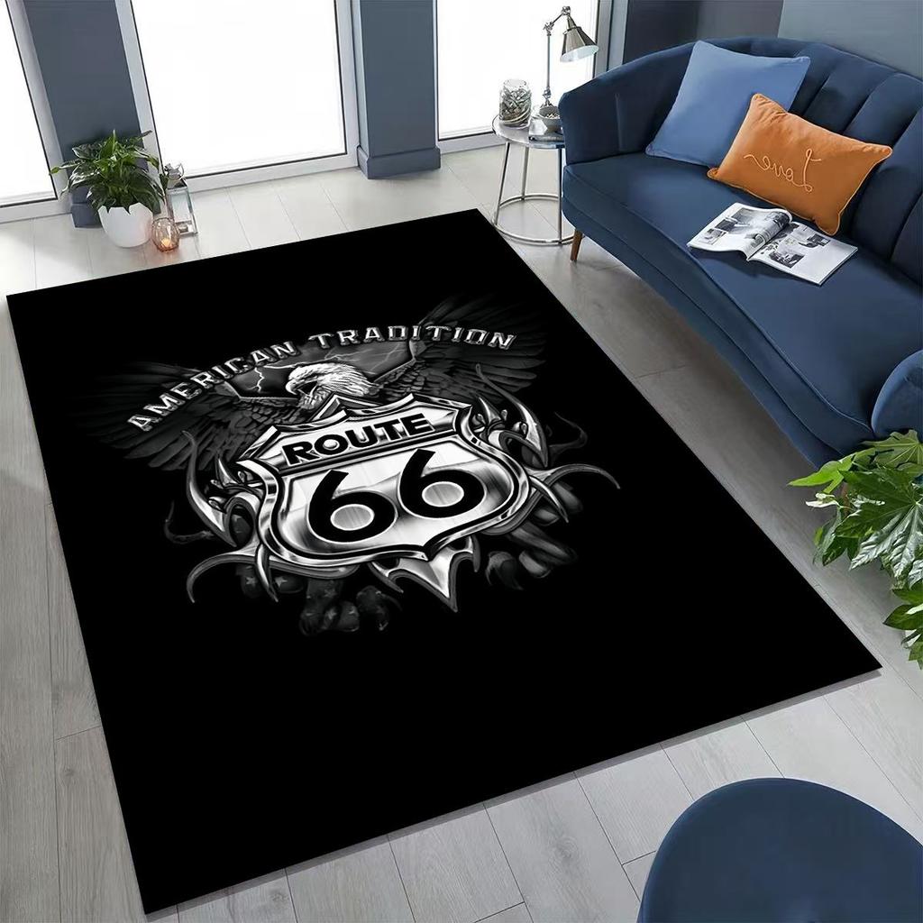 3D Retro Route 66 America Historic Mother Road Rug for Bedroom Living Room Sofa Home Doormat Decor,Larger Kid Non-slip Floor Mat