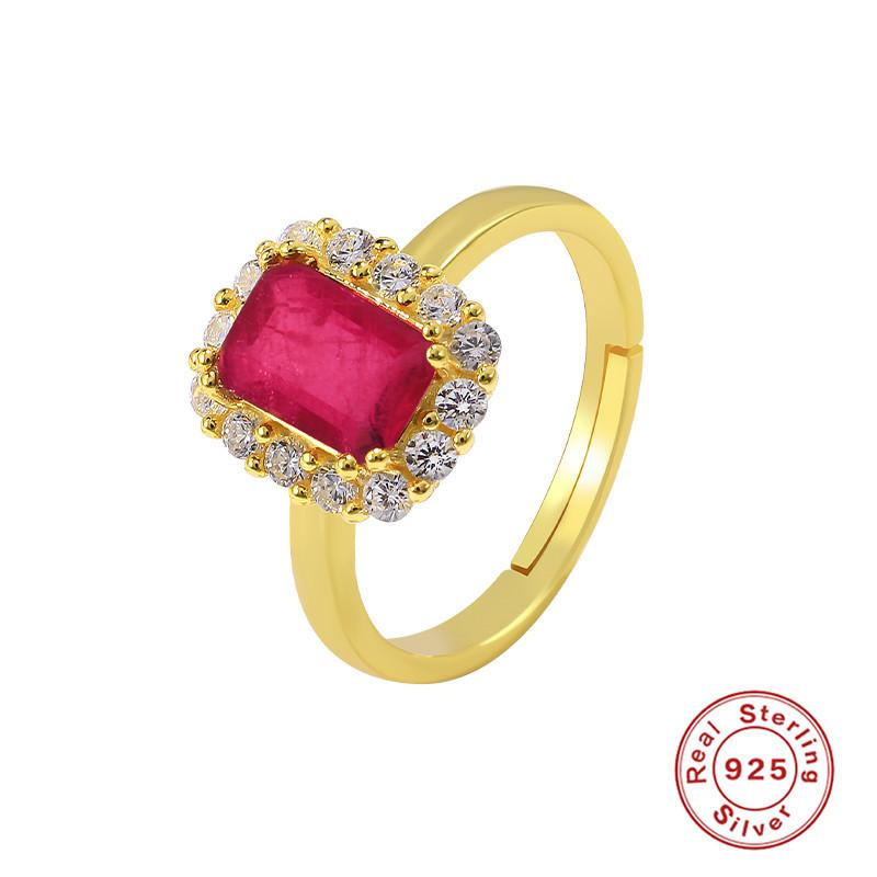 S925 Sterling Silver Natural Stone Gemstone Ring Wedding Engagement Ring Wedding Season Luxury High-End Ring