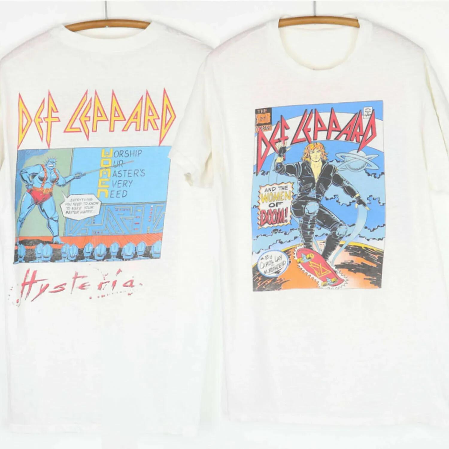 Винтажная 1987 Def Leppard Hysteria Women Of Doom Tour Концертная футболка Топы футболки Мужская Женская L