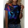 Creative 3D Printed Short Sleeved T-shirt Fashionable Comfortable Soft Breathable Large Loose Womens T-shirt