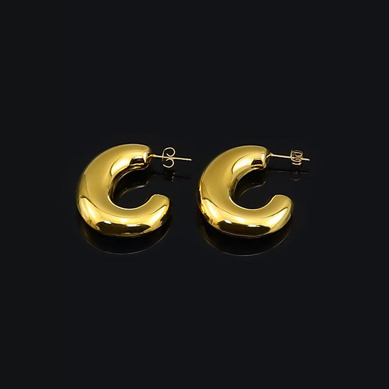 Personality C-Shaped Stainless Steel Glossy Earrings Are Popular, Simple And Chubby, French Titanium Steel Earring Earrings