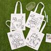 DIY Mal-Canvas-Tasche Niedliche Tier-, Pflanzen-, Weltraum-Designs Kinder-Tragetasche Wiederverwendbare Einkaufstasche für Kinder Schulausflug Picknick