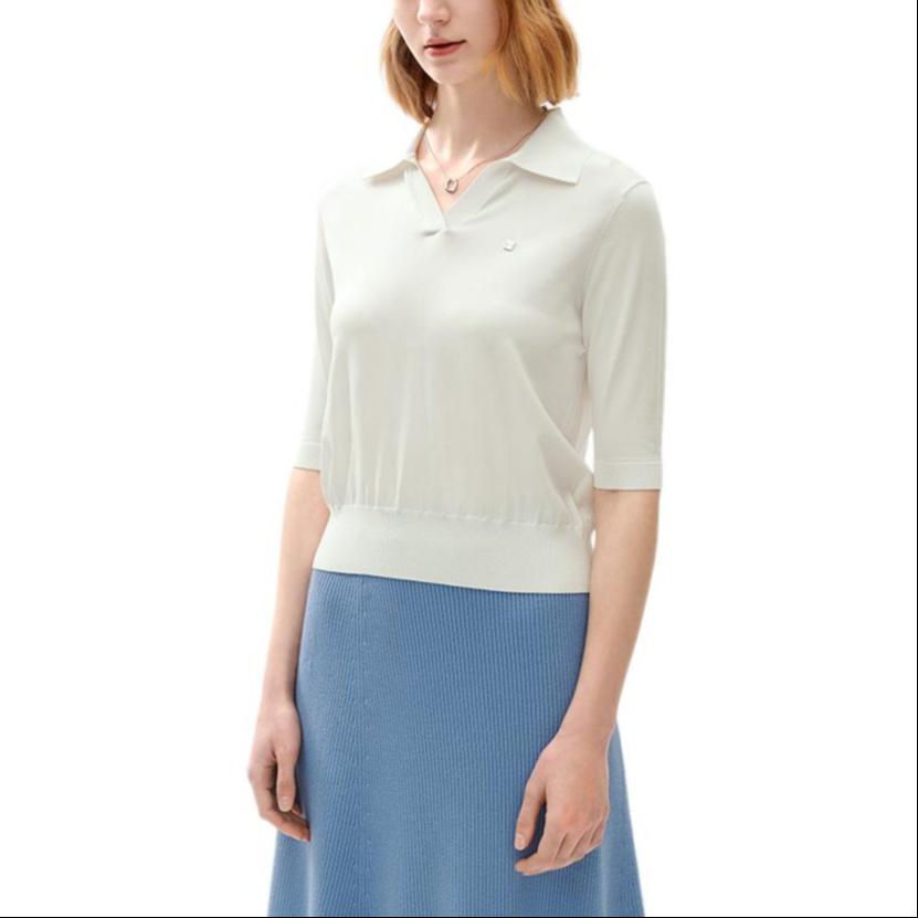 FILA Polo Shirts Women's Ice Cream Polo Collar Moderate Straight Fit F11W227403F-WT