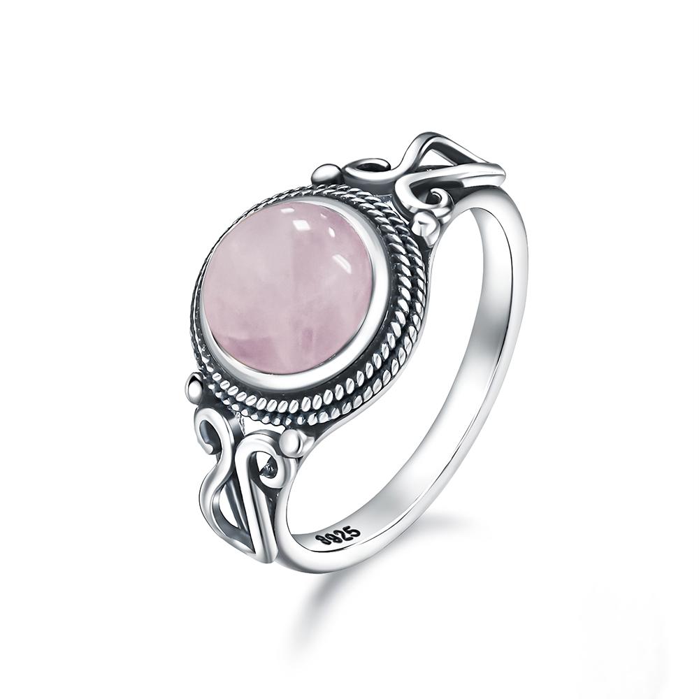 Pierścionek ze srebra sterlingowego z czarnym onykssem Vintage Prosty minimalistyczny styl Okrągły kształt Kamień naturalny Czarny pierścionek Biżuteria dla kobiet