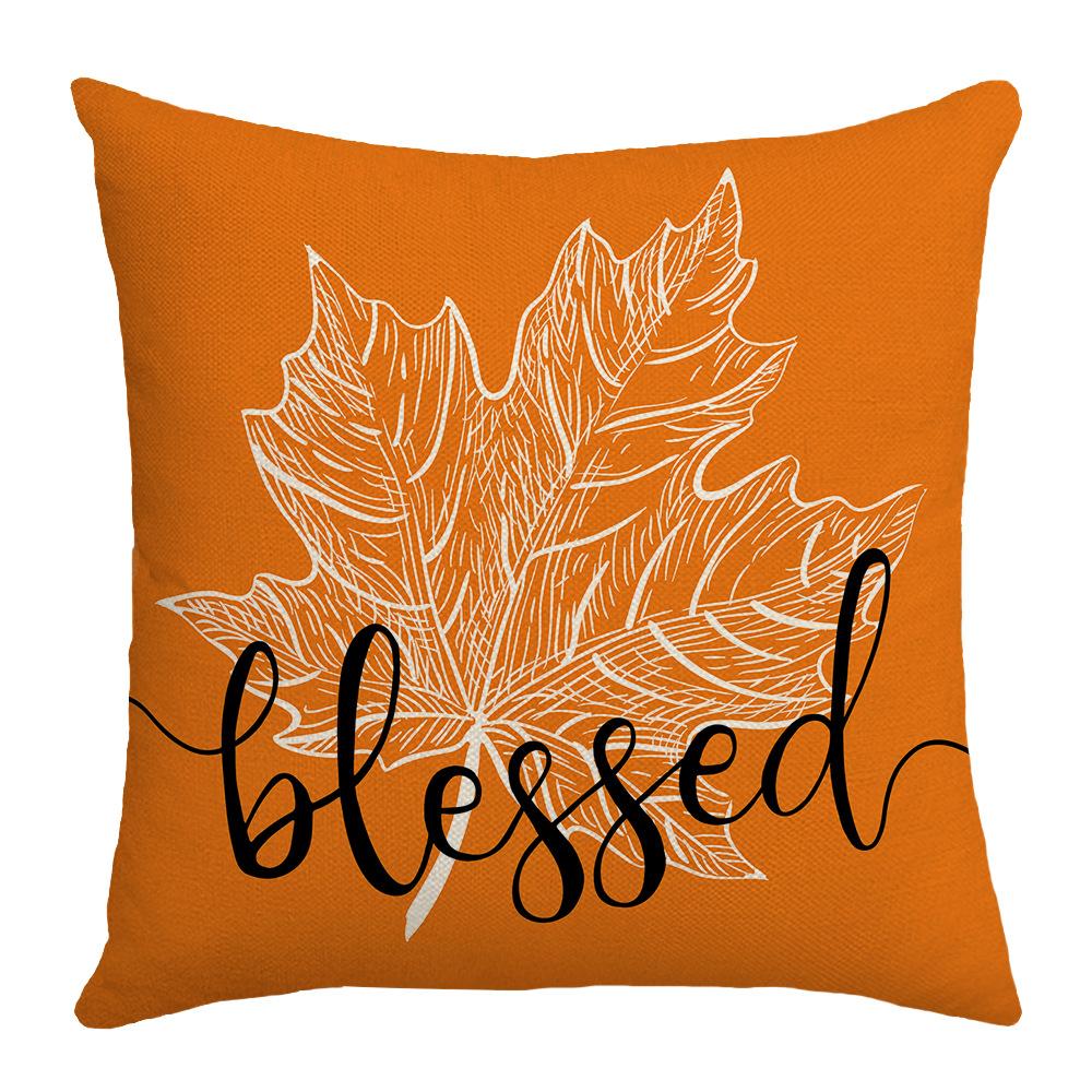 New Warm Color Pillow Case Orange Maple Leaf Pumpkin Element Car Cushion Linen Lumbar Cushion Pillow