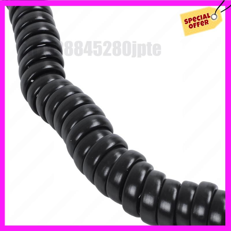 -ABUB 5Pcs 9.3 Inch Black RJ9 Telephone Phone Modem Coil Line Cord Cable