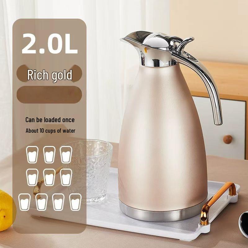 2L European Style Double Layer 304 Stainless Steel Insulated Hot & Cold Water Coffee Kettle