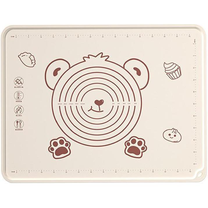 Pastry Mat, Silicone Dough Rolling Mat with Non-Slip Surface, Thickened, Multi-Purpose, Beige, Rectangular